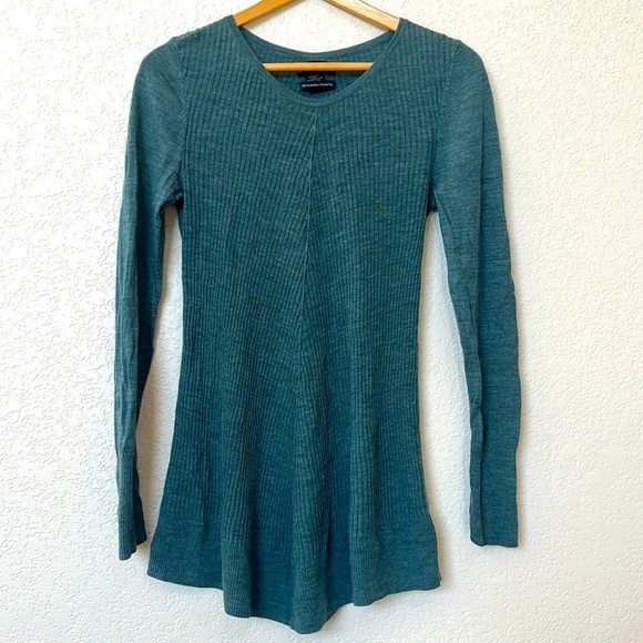 Cynthia Rowley Sweater Tunic Merino Wool Blue Green size Large - Picture 1 of 9